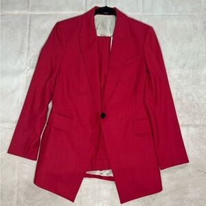 Women's Red Tailored Blazer Jacket & Trouser Wool Set